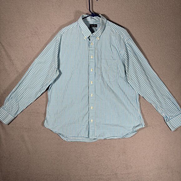 Gitman Bros Shirt Button Down Men’s Size XXL Blue White Gingham Plaid Oxford - Picture 1 of 14